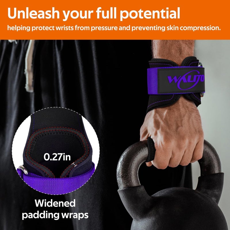 WALITO Weight Lifting Wrist Strap, Double Leather Weightlifting Wrist Straps for Gym Strength Training, Neoprene Padded Wrist Wraps - for Men & Women (Pair) - Image 5